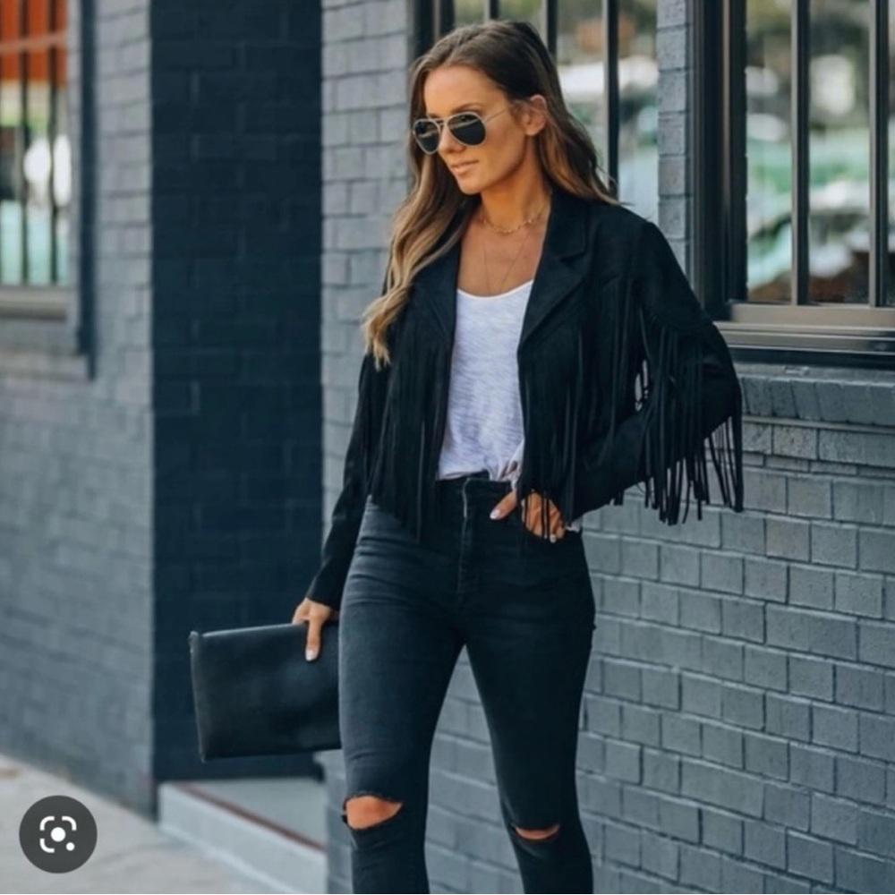 Women's Black Fringe Jacket